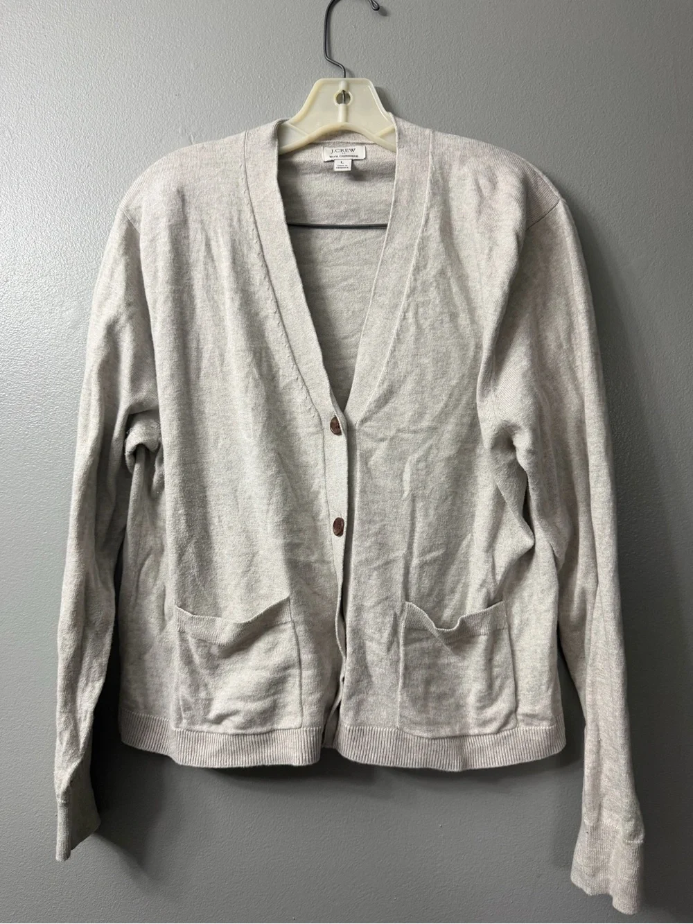 J. Crew Women's Light cresm V-Neck Cardigan Sweater